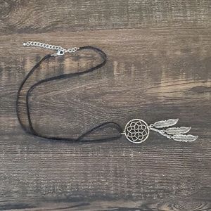 Dream Catcher Long Black Cord Necklace